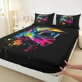 thumbnail image 3 of Feelyou Motorcycle Helmet Bed Sheets for Kids, Dirt Bike Sports Player King Sheets, Chic Watercolor Splash Sheet Set, Breathable Home Decor, 4-Piece, 3 of 7