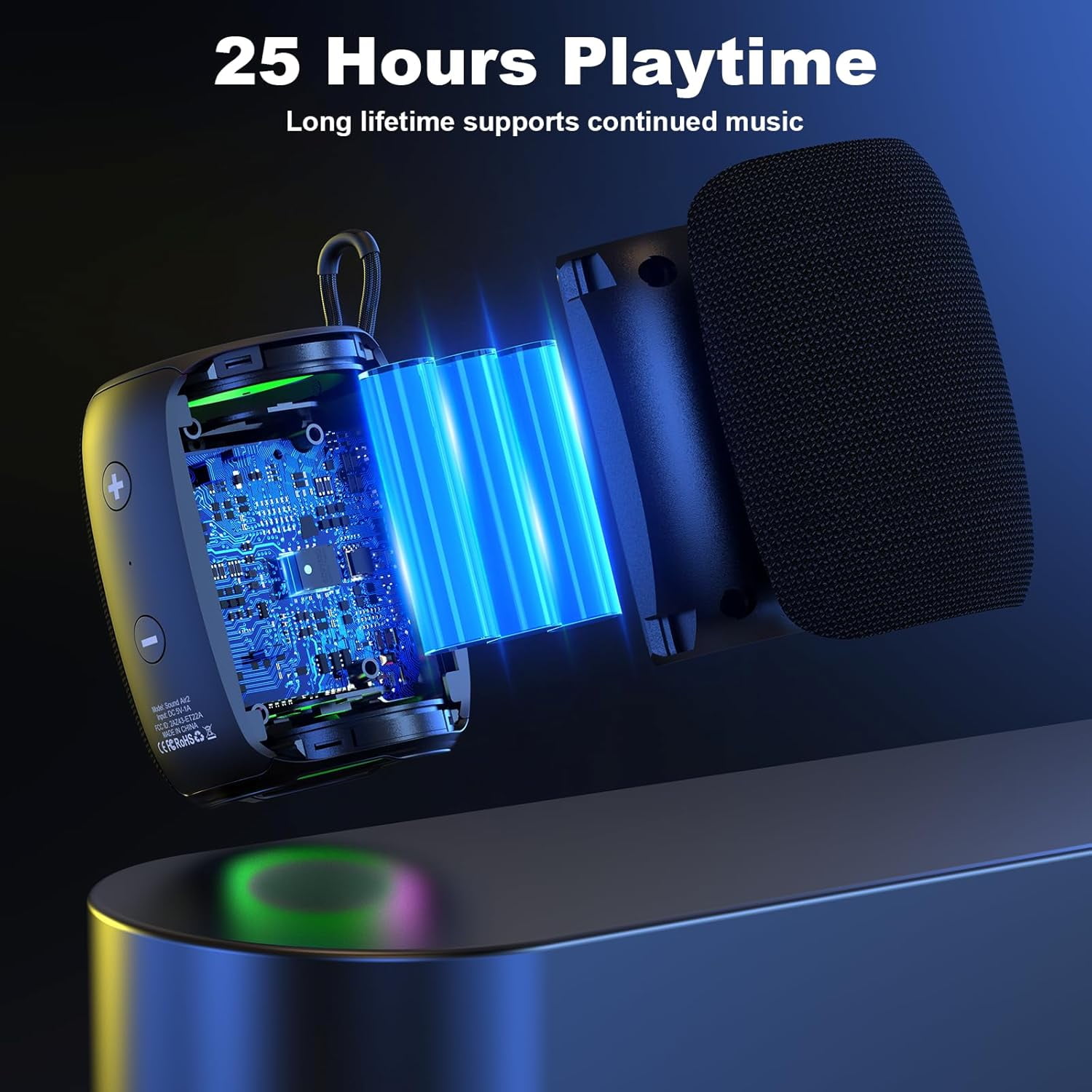 Bobtot Bluetooth Speaker Wireless Portable Speaker with Loud Stereo Sound RGB Lights 25H Playtime TWS Pairing Mini Wireless Speakers for PC/Computer/Outdoor/Home/Party/Gift Ideas