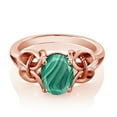 thumbnail image 2 of Gem Stone King 2.50 Ct Oval Green Malachite 18K Rose Gold Plated Sterling Silver Solitaire Ring (Size 7), 2 of 5