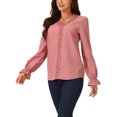 thumbnail image 4 of INSPIRE CHIC Women's Lace V Neck Lantern Sleeve Dressy Casual Tops Fall Winter Fashion T Shirt, 4 of 4
