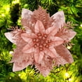 thumbnail image 2 of Christmas Poinsettia Artificial Flowers Decorations 5.5" Christmas Tree Wreaths Garland Decoration 12 Pcs Glitter Flowers Picks Decor for Xmas Wedding Party Ornaments (Rose Gold), 2 of 7