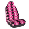 thumbnail image 1 of Wukai pink and black argyle Full Set Car Seat Covers with Soft Padding Universal Auto Front Seats Protector and Cushion Mat, 1 of 5