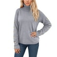thumbnail image 2 of Pullover Sweaters for Women 2025 Long Sleeve Turtleneck Casual Button Plain Knitted Sweater Tops Fall Winter Outfits, 2 of 7