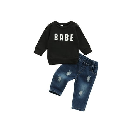 

Binpure Boys Clothes Set Round Collar Sweatshirt and Elastic Waist Jeans