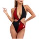 thumbnail image 1 of Trajes de Baño de Bikini de Mujer, Bloqueo de Color Sexy Correa sin Espalda Bikini, Traje de Baño de Corte Alto Retro, 1 of 8