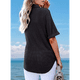 thumbnail image 3 of Camiseta de Gofre con Cuello en V y Corta para Mujer, Color Negro, Talla XL, 3 of 4