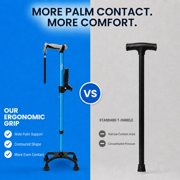 Healthbazaar Adjustable Lightweight Quad Cane for Women and Men, Blue