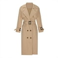 thumbnail image 3 of Black and Friday Clothing Sales Idoravan Trench Coats for Women Plus Size Clearance Women's Solid Color Lapel Pocket Long Jacket Cardigan Jacket Khaki L, 3 of 7