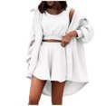 thumbnail image 1 of Conjuntos de ocio de 3 piezas para mujer, Tops abiertos en la parte delantera, Tops cortos y pantalones cortos, conjuntos cómodos de traje con cintura elástica Wmkox8yi  bvn2667, 1 of 9