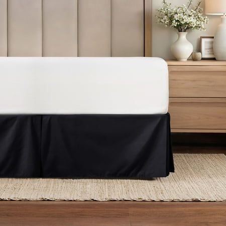 Noble Linens Black Pleated Dust Ruffle Bed Skirt, Queen