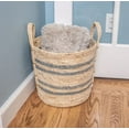 thumbnail image 2 of Better Homes & Gardens Natural Maize Colored Stripe Basket, Blue Gray, Large, 2 of 6