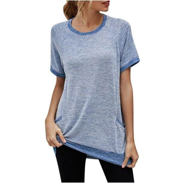Elegante mujer cuello redondo camiseta Color a juego blusa Tops sudadera OAVQHLG3B Store lin121212