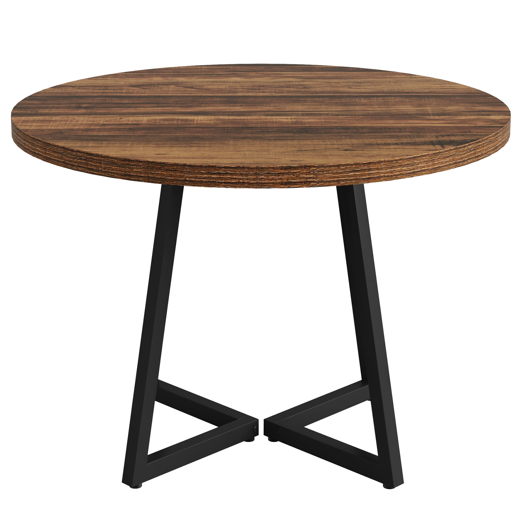 Fnova Round Dining Table for 4 People, Modern Kitchen Table with Sturdy Metal Frame, Small Space Circular Dinner Table for Living Room, Apartment, and Breakfast Nook