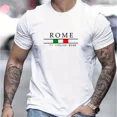 thumbnail image 3 of Camiseta de verano 100 % algodón para hombre, holgada, con estampado de alfabeto romano grande, informal, cómoda, con cuello redondo y manga corta, 3 of 5