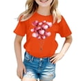 thumbnail image 4 of Girls Summer Short Sleeve T Shirt Cute Cartoon Heart Balloon Print Casual Top for Children Tween Girl Fall Outfits 12-13 Years, 4 of 4