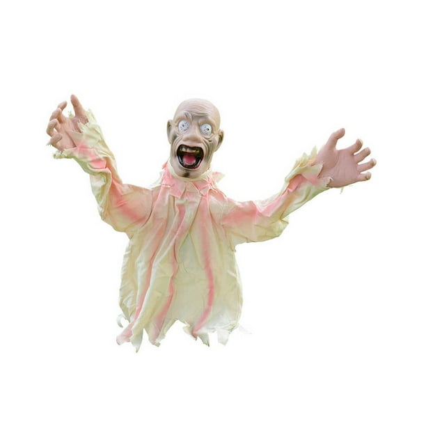 Bewildely Decoración eléctrica de terror para Halloween, casa embrujada, hogar, jardín, parte del patio, Control de voz aterrador, adorno de columpio Kits de decoración para fiestas S blanco Bewildely HA070973-03