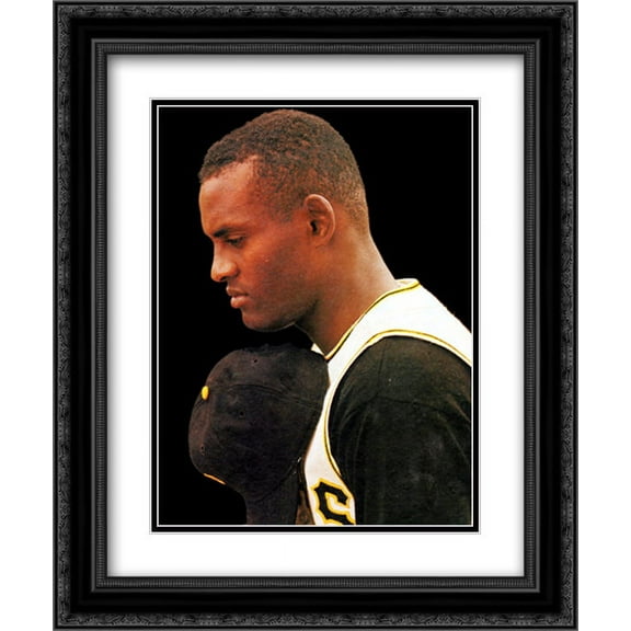 Roberto Clemente 2x Matted 20x24 Black Ornate Framed Art Print