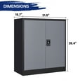 thumbnail image 5 of AUHUP 35" Metal Cabinet with 2 Adjustable Shelves, Home Office Storage Cabinets with Locking Doors, File Cabinet for Warehouse,Garage (Black Gray), 5 of 8