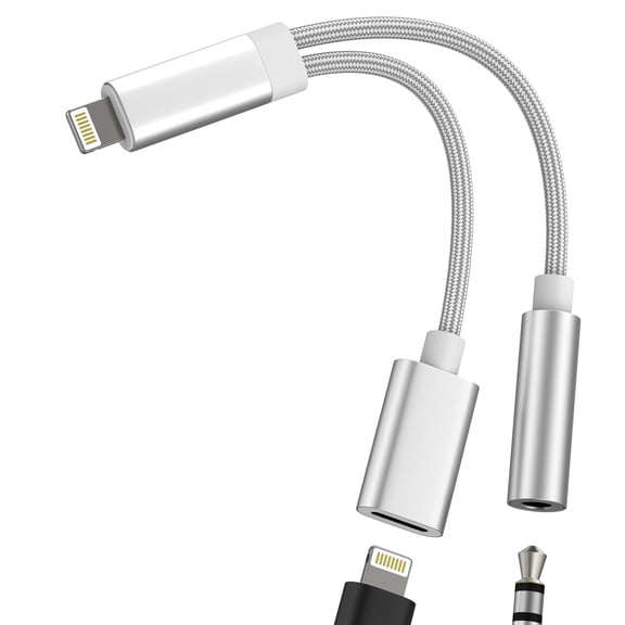 Lightning to 3.5mm Audio Jack Adapter(2 in 1)for Apple MFI Certified headphone AUX Cable Dongle for iPhone 14 13 Pro Max Earphone Charger Splitter for iPad Charging Connector Headset Port Adaptor Car