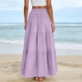 thumbnail image 5 of Women's Summer Casual Elegant Smock Layered Tiered Maxi Skirt High Waisted A Line Flowy Long Skirts with Pockets Purple, 5 of 5