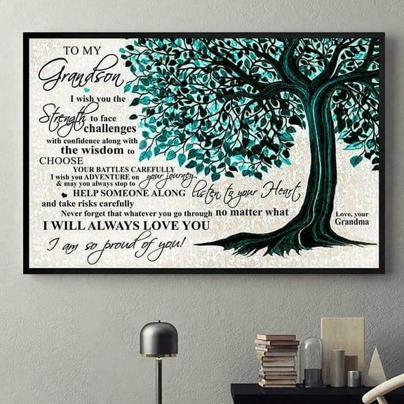 To My Grandson I Will Always Love You Paper Without Framesatin Poster Wall Art Decor 11 x 17 Inch Poster