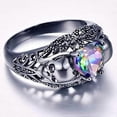 thumbnail image 3 of Bague de Fête Style Gothique en Forme de Cœur Plaqué Or Noir Rétro, 3 of 3
