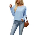 thumbnail image 3 of Wevis Round Neck Knit Autumn Pullover for Women Long Sleeve Basic Casual Tops Casual Loose Sweater, 3 of 7