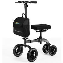 Collapsible All Terrain Knee Scooter for Adults for Foot Surgery, Adjustable Knee Walker Cart Scooters with Basket, Clearance Knee Crutch for Broken Leg and Ankle Injuries Medical, Dual Brakes, Blue