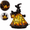 Black USB Powered, variant on Halloween Witch Figurine Lamp, 6.3in Resin LED Table Night Light, USB Powered Black Gothic Shelf Decor, Party Outdoor Decor