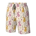 thumbnail image 6 of Uemuo Yellow Pueple Rabbit Pattern Men's Swim Trunks Hawaiian Beach Bathing Suit Swimsuits Beach Quick-Dry Shorts with Pockets-Small, 6 of 9