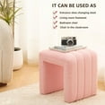 thumbnail image 4 of Tcbosik Plush Teddy Velvet Ottoman in Pink, 350lbs Weight Capacity, Modern U-Shape Accent Stool & Footrest, Ready-to-Use, 16.5"L x 14.5"W x 16.4"H, 4 of 7