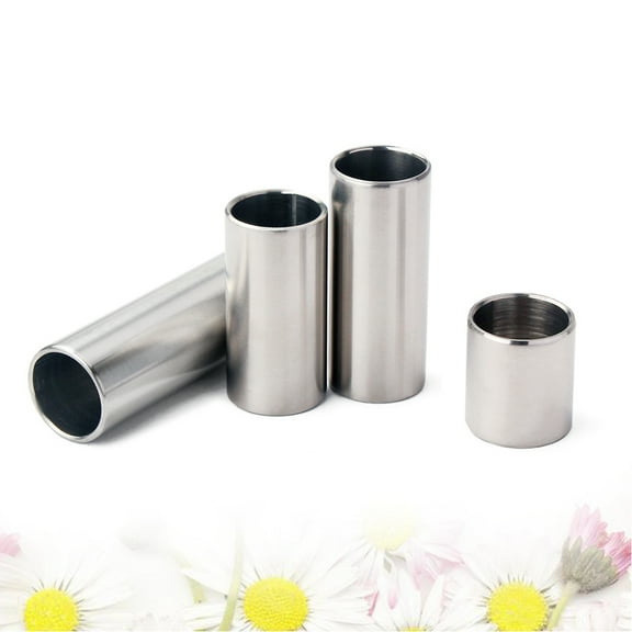 GOOHOCHY  4 Pcs Chromed Steel Slide Blues Guitar Slider The Slides for Acoustic Silver