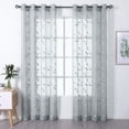 thumbnail image 2 of Yesfashion Sheer Curtains, 2 Panels Leaf Embroidery Sheer Curtains, Textured Solid Grommet Voile Curtains for Living Room Bedroom, 2 of 7