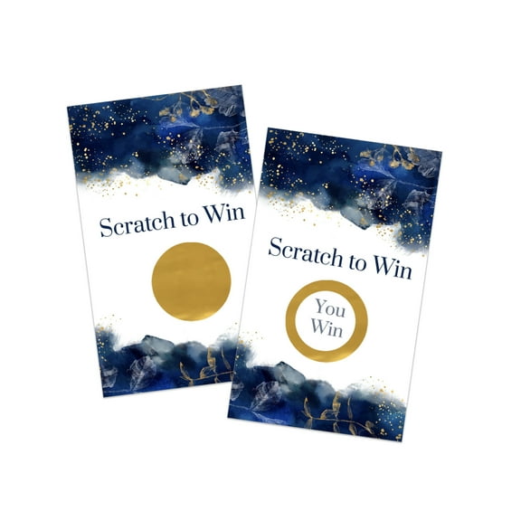 Blue Watercolor Scratch Off Games for Bridal Shower, All Occasion Raffle Ticket Ideas, Gold Floral Party Favors, 30 Pack