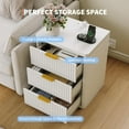 thumbnail image 4 of Fluted Nightstand, Bedside Table with Built-in Charging Station, Featuring 3 Drawer Storage Space, Metal Handles & Curved Edge Design, Mid Century Modern Night Stand, for Bedroom, Living Room, 4 of 7