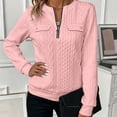 thumbnail image 3 of Stamzod Womens Quarter Zip Pullover Sweatshirts Dressy Casual Textured Tops Spring Fall Crewneck Sweatshirt Pink E M, 3 of 8