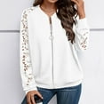 thumbnail image 2 of miqiqism Women's Sheer Floral Lace Cardigans Juniors Long Sleeves Jackets Trendy Round Neck Full Zip Up Baseball Coat 2024 Fall Lightweight Outwear Cardigan,White,Small, 2 of 6