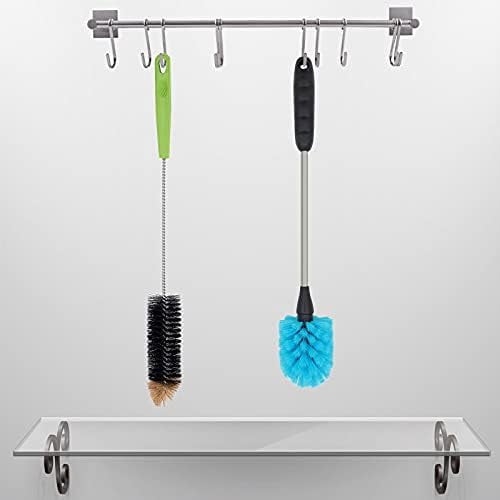 Long Bottle Brush, 17 in Bendable Cleaner Brushes for Cleaning Neck Beer Bottles, Wine, Baby Bottles, Water Bottles, Tumblers, Flask, Bird Feeder, Vase, Pipes and Brewing Supplies Black + Blue/2Pack