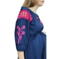 thumbnail image 6 of Bimba Moms Drawstring Maternity Dress Blue Embroidered Nursing Sleepwear-26, 6 of 6