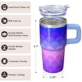 thumbnail image 3 of Insulated 20oz Stainless Steel Travel Mug with Handle, Geometric Design Double Wall Tumbler for Hot and Cold Beverages Leak-Proof, 3 of 5