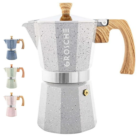 Cafetera de café espresso GROSCHE Milano para moka, 6 tazas, color gris