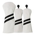 thumbnail image 1 of Naiovety 3 unids/set cubierta de cabeza de palo de Golf de doble raya resistente al desgaste funda protectora intercambiable Protector de de Golf Blanco, 1 of 6