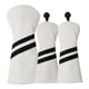 thumbnail image 1 of Soidarity 3 unids/set cubierta de cabeza de palo de Golf de doble raya de cuero con etiqueta funda protectora ajustable intercambiable Protector Golf Blanco, 1 of 6