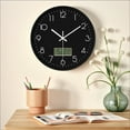thumbnail image 2 of Unique Bargains Silent Non Ticking Wall Clock with Date and Temperature Black, 2 of 6