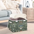 thumbnail image 3 of Yayeee Collapsible Storage Bin with Lid Fabric Closet Decorative Basket with Handles, Green Flowers Pattern, 3 of 7