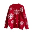 thumbnail image 3 of Gibobby Suéter Divertido navideños Suéter grueso de Otoño/Invierno para mujer, suéter de Navidad de Año Nuevo, de punto de manga larga con cuello redondo y de nieve (Rojo, XL), 3 of 5