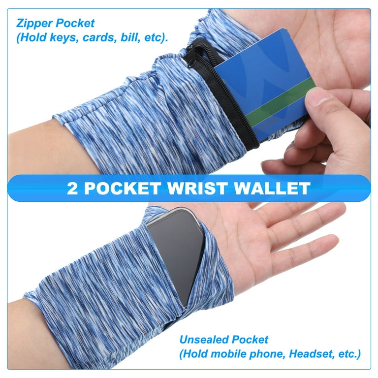 Sweat-Proof Wrist Pouch For Running - Unisex Zipper Wristband Wallet For Keys, Cards, Cash During Workouts
