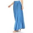 thumbnail image 3 of Sakkas Noemi Women's Long Maxi Summer Casual Boho Skirt Elastic Waist & Pockets - Blue - Plus Size, 3 of 5