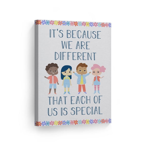 Smile Art Design We are Different That Each of us Special Diversity Kids Quote African American Canvas Wall Art Print Kids Room Decor Baby Room Decor Nursery Decor Made in the USA- 40x30