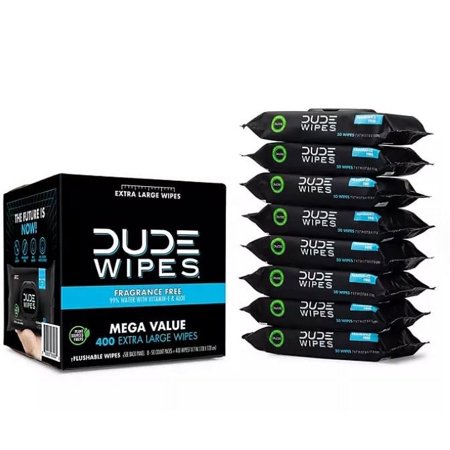DUDE Wipes Flushable Wipes, Extra Large, Fragrance-Free Wipes (400 ct.) Toilet Napkin Disposable Flushable Extra-Large